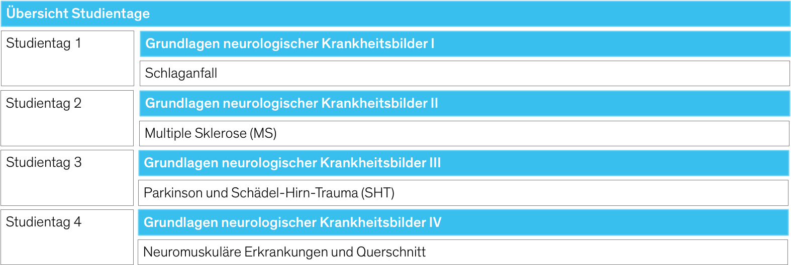 Übersicht MC Krankheitsbilder